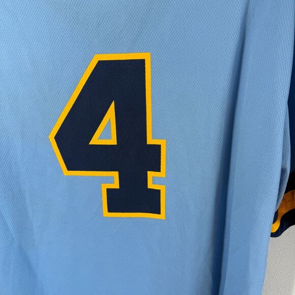 Milwaukee Brewers Paul Molitor #4 Replica 80s Blue V-Neck Jersey Adult XXL - Picture 8 of 9